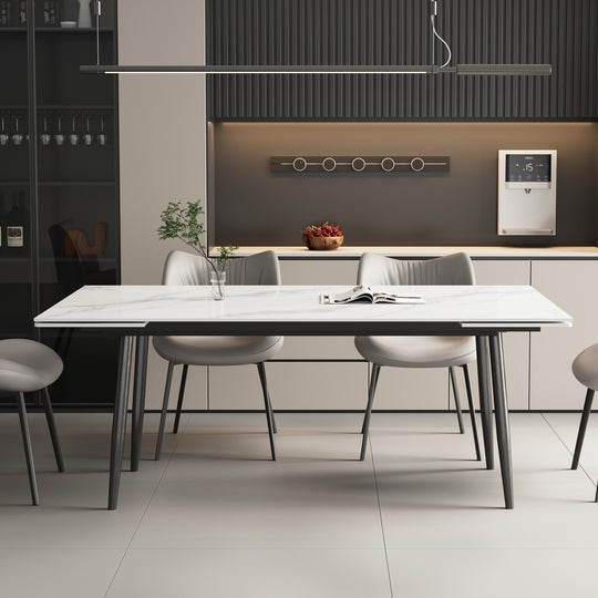 Glossy Slate 63"-95" Extendable Rectangle Dining Table - 94.4"W X 35.4"D X 29.5"H