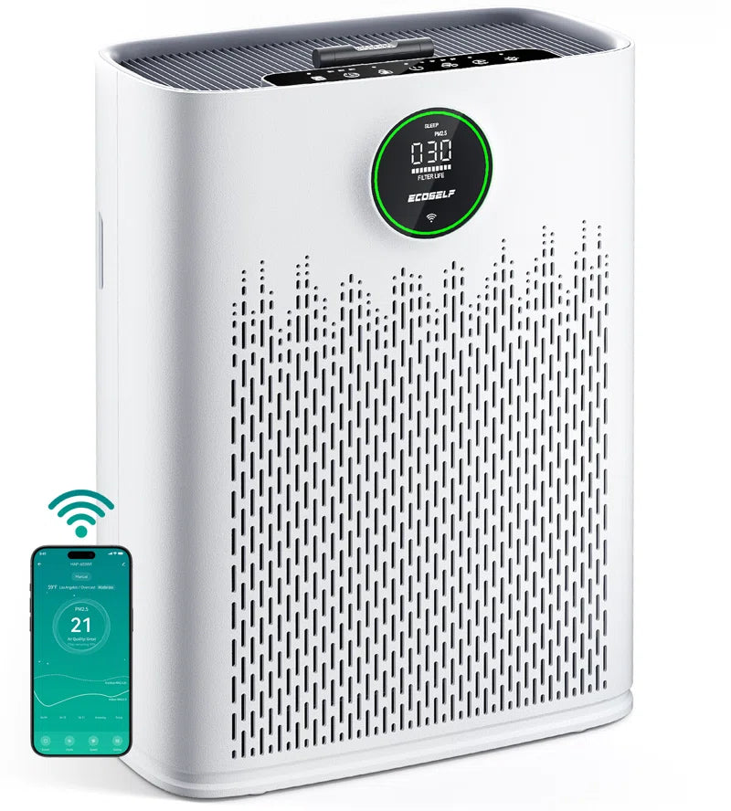 COSELF Air Purifier for Large Room up to 1295 Sq.Ft - 2X-Power Filtration, 99.97% Particle Removal, Smart Air Quality Sensor, Quiet Sleep Mode