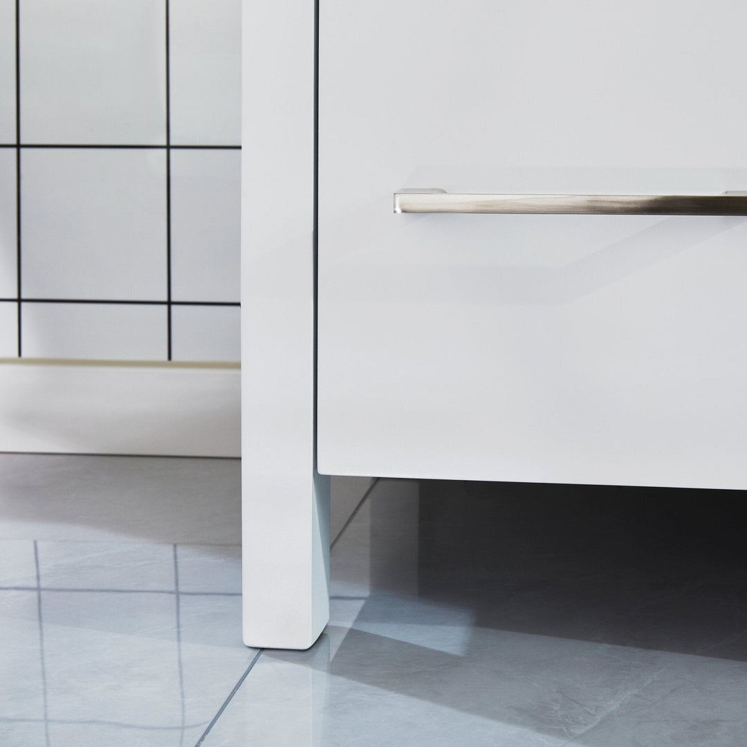 96-Inch Double Sink Bathroom Vanity Set with Engineered Marble Top and Free Mirror - 96 X 18.5 X 36 Inches