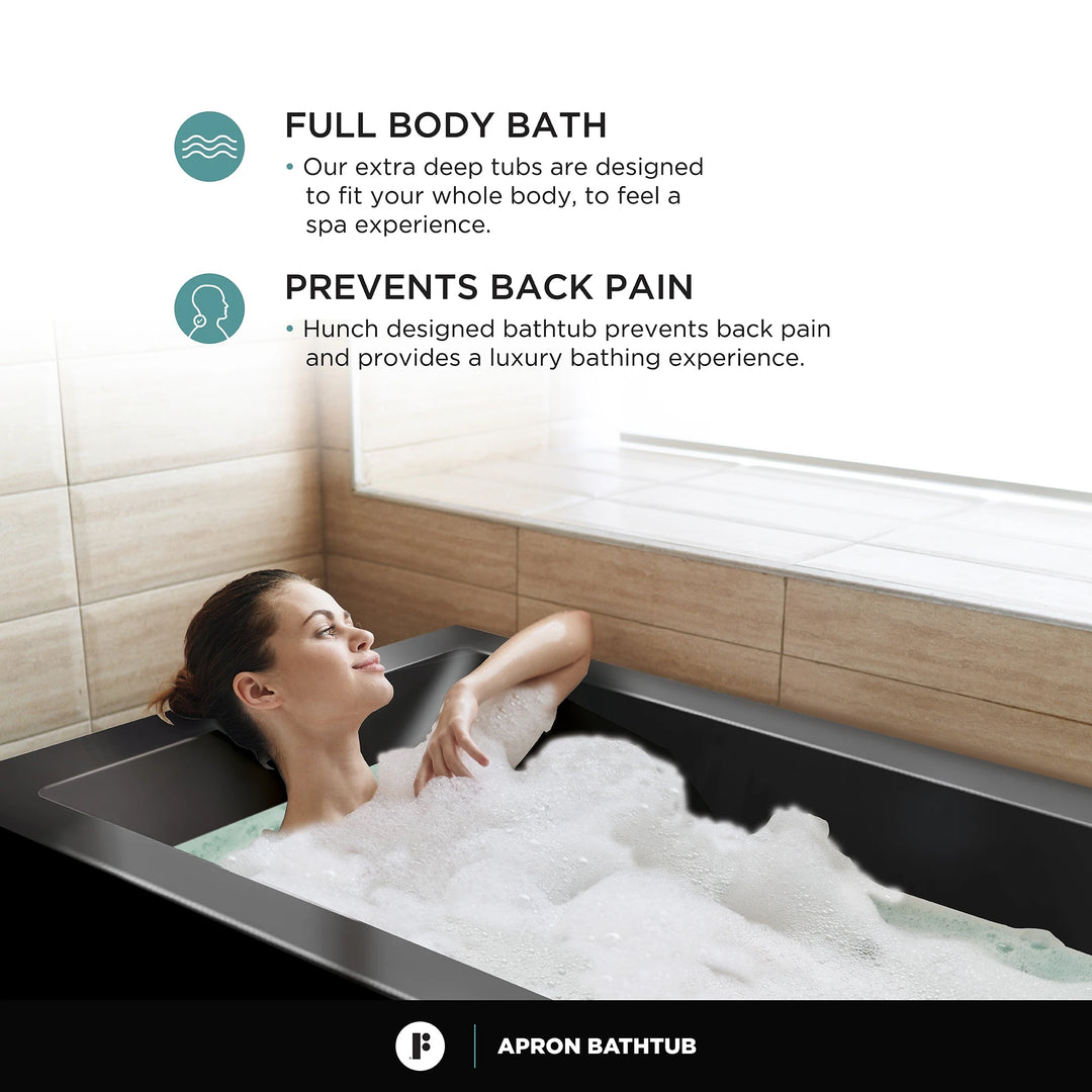 Acrylic-Fiberglass Soaking Bathtub, White. Alcove/Apron Front
