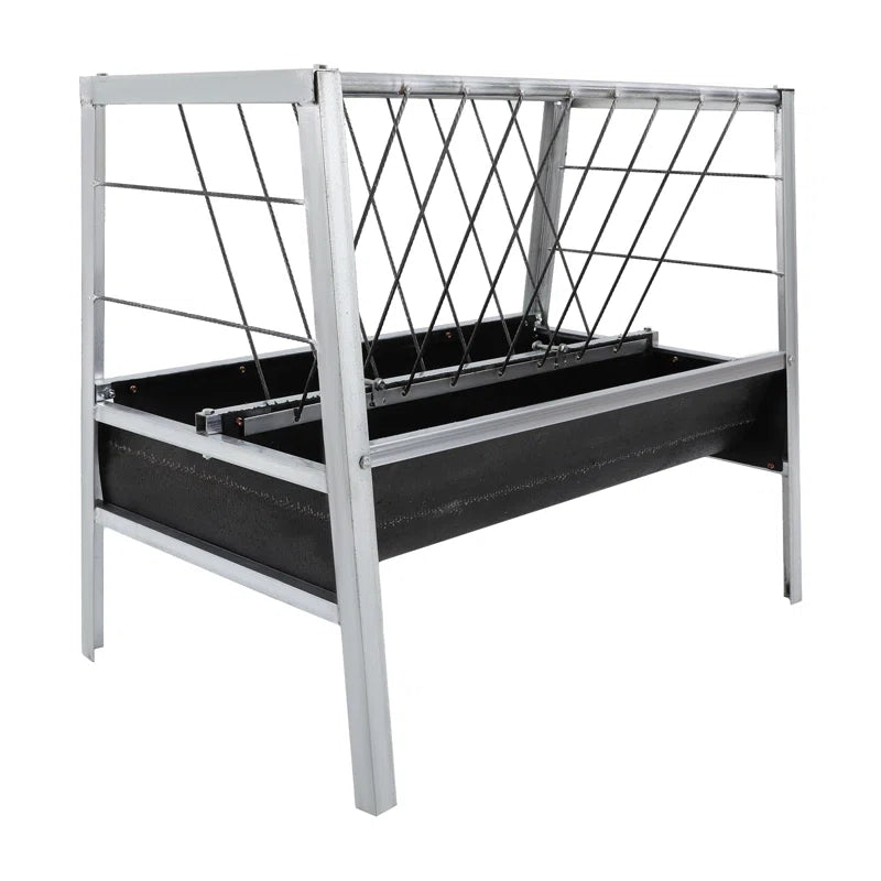 Large Capacity Livestock Feed Trough 2-In-1 Grain& Hay Feeder for Goats Sheep