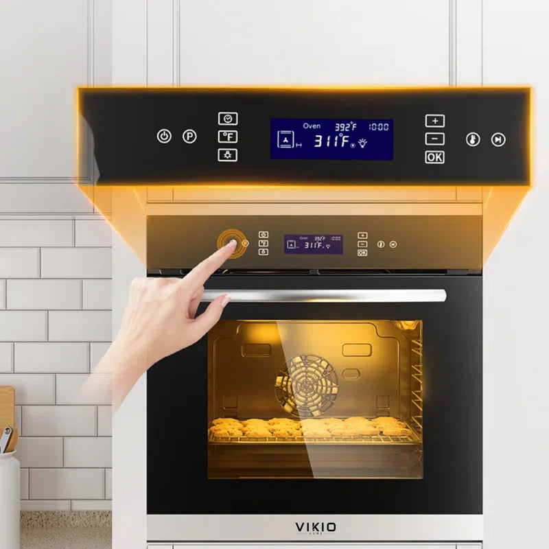 24"2.6 Cu. Ft Three Layer Tempered Glass Multifunctional Single Electric Wall Oven with Convection Touch Control in Stainless Steel