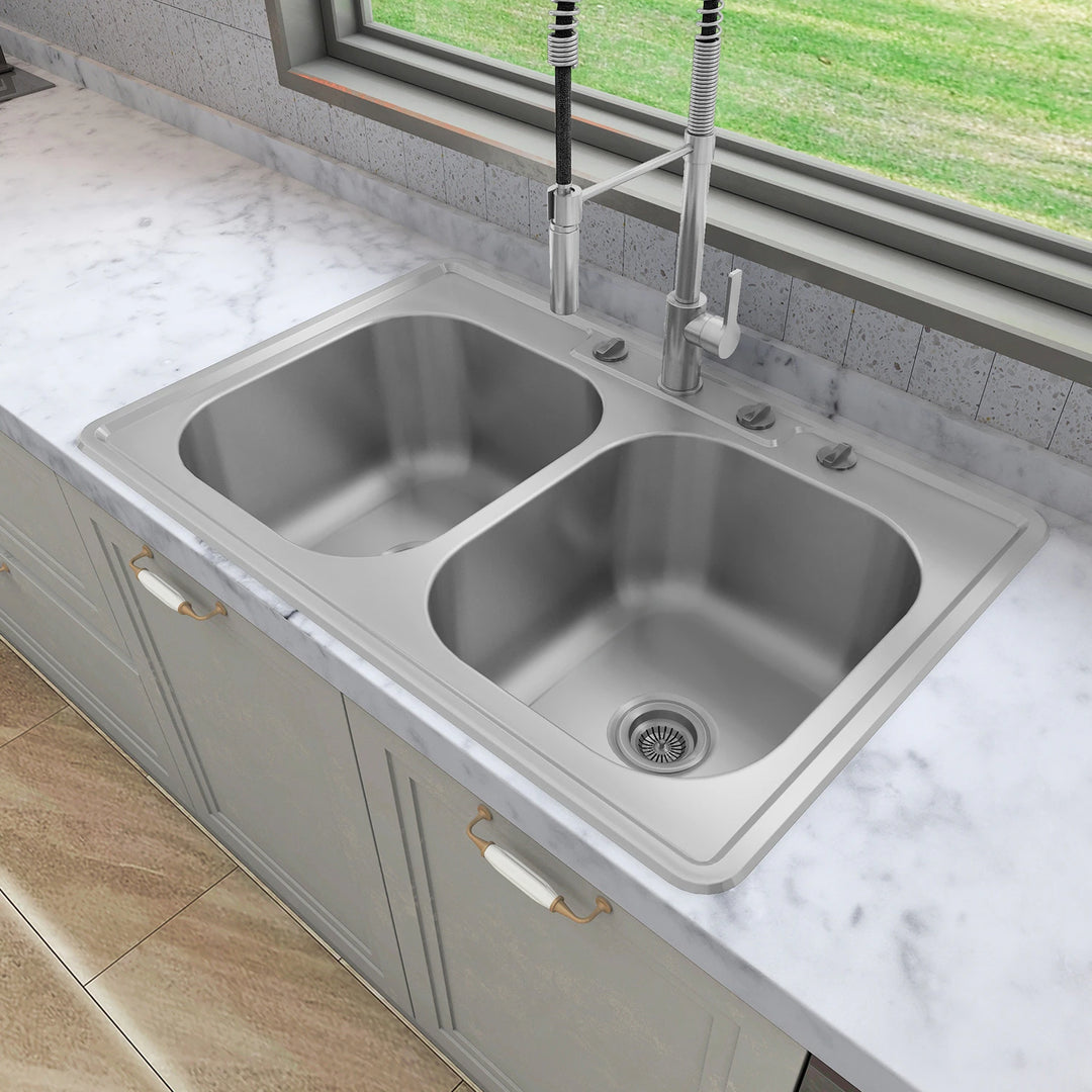 Drop in Double Bowl 304 Stainless Steel Kitchen Sink