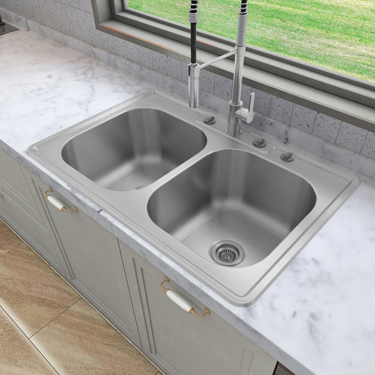 Drop in Double Bowl 304 Stainless Steel Kitchen Sink