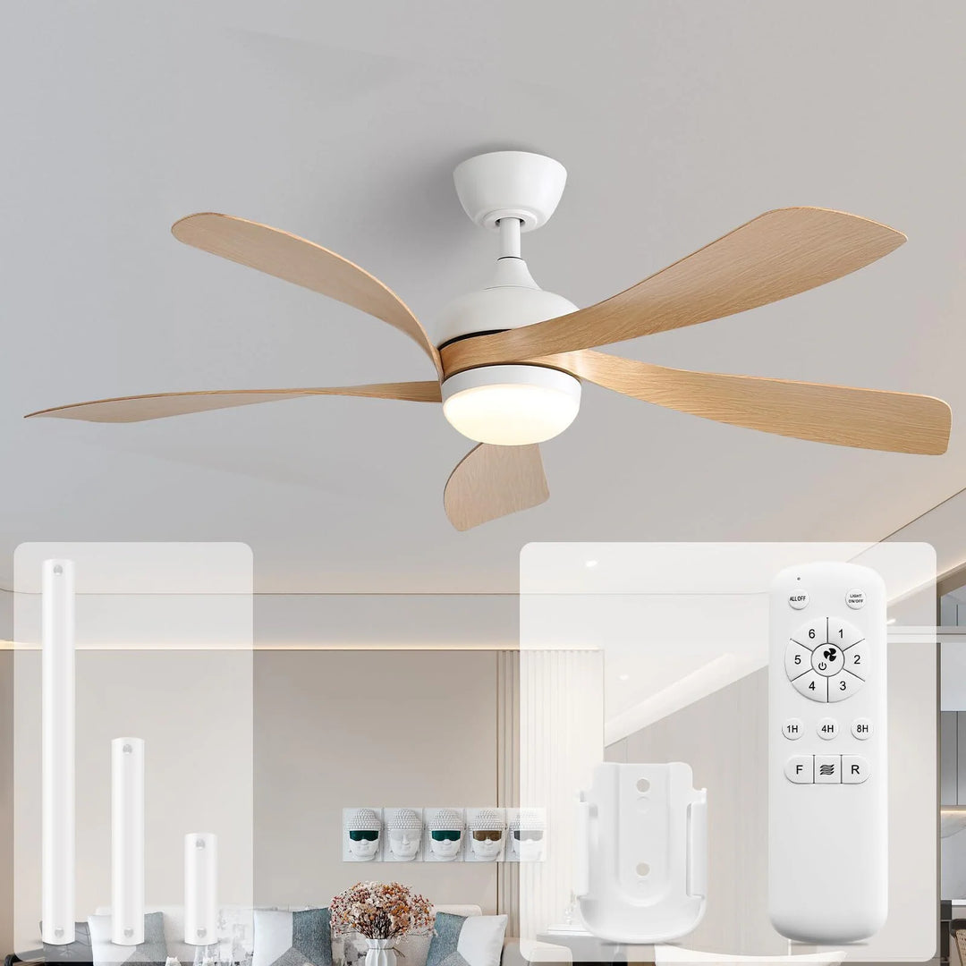 Sofucor 45/52 Inch Ceiling Fan with Remote & Lights Quiet DC Motor 5 Blade High CFM Modern Fan
