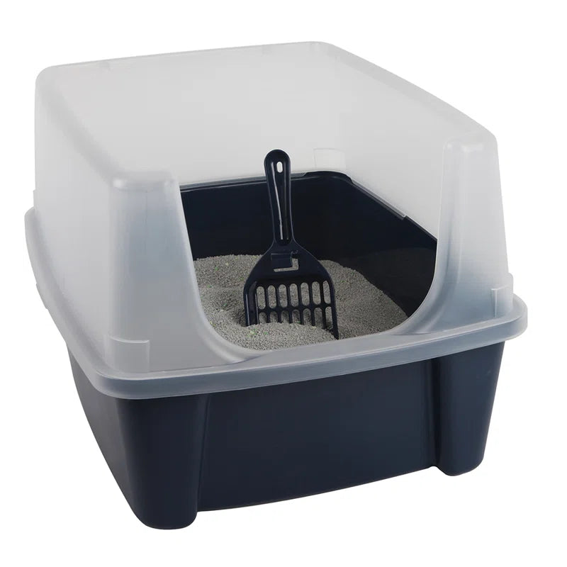 IRIS Open-Top Plastic Cat Litter Box with Shield with Scoop