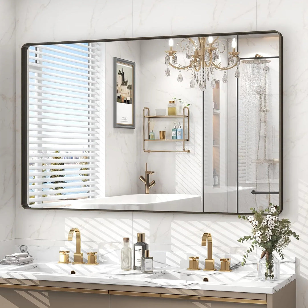 Aluminum Alloy Framed Tempered Glass Wall Decor Vanity Bathroom Mirror