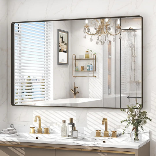 Aluminum Alloy Framed Tempered Glass Wall Decor Vanity Bathroom Mirror