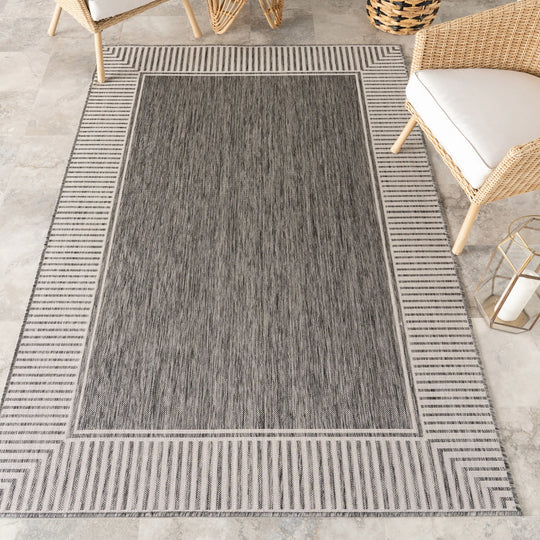 Leah Classic Bordered Indoor/Outdoor Area Rug