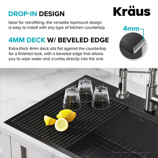 Kore Workstation Drop-In Stainless Steel Kitchen Sink
