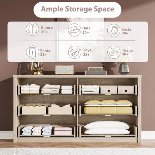7-Drawer Dresser for Bedroom,Wide Wood Chest with Handle-Free Design,Modern Storage Cabinet for Living Room or Entryway