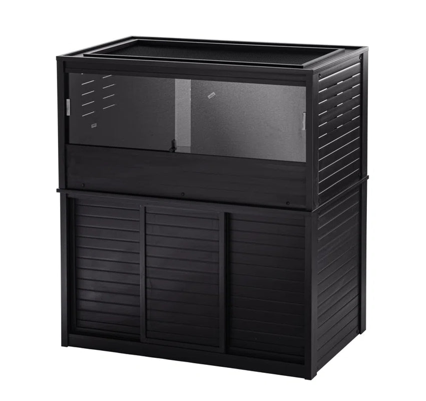 Ecoflex Large Reptile Enclosure with Matching Cabinet Stand Set in Black