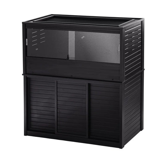 Ecoflex Large Reptile Enclosure with Matching Cabinet Stand Set in Black