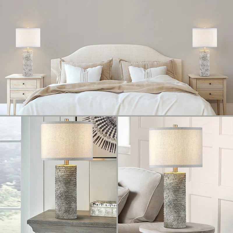 23.75" Glazed Ceramic Table Lamp Set with LED Bulbs (Set of 2) - W12" * H23.75"