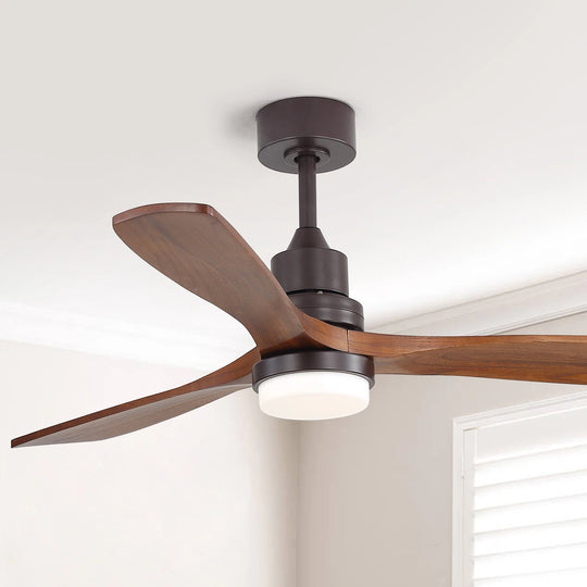 Sofucor 42"/48"/ 52"/60"Noiseless Walnut Wood Ceiling Fan with Remote Control, Integrated Light Optional