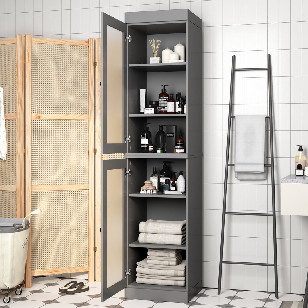 100% Solid Wood Bathroom Storage Cabinet, Adjustable Shelves, 16.5" Wide, 35.75" Tall