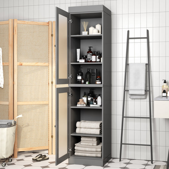 100% Solid Wood Bathroom Storage Cabinet, Adjustable Shelves, 16.5" Wide, 35.75" Tall