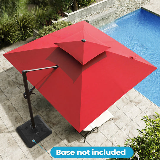 11 X 11 FT Outdoor Square Patio Cantilever Offset Umbrella with Crank and 360 Degrees Rotation