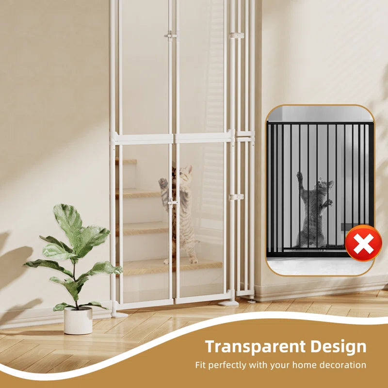 75"-98" Extra Tall Cat Gate, Clear Width Adjustable Pressure Mounted Pet Safety Gate with Auto-Close, No Drilling for Stairs, Kitchen, Hallway