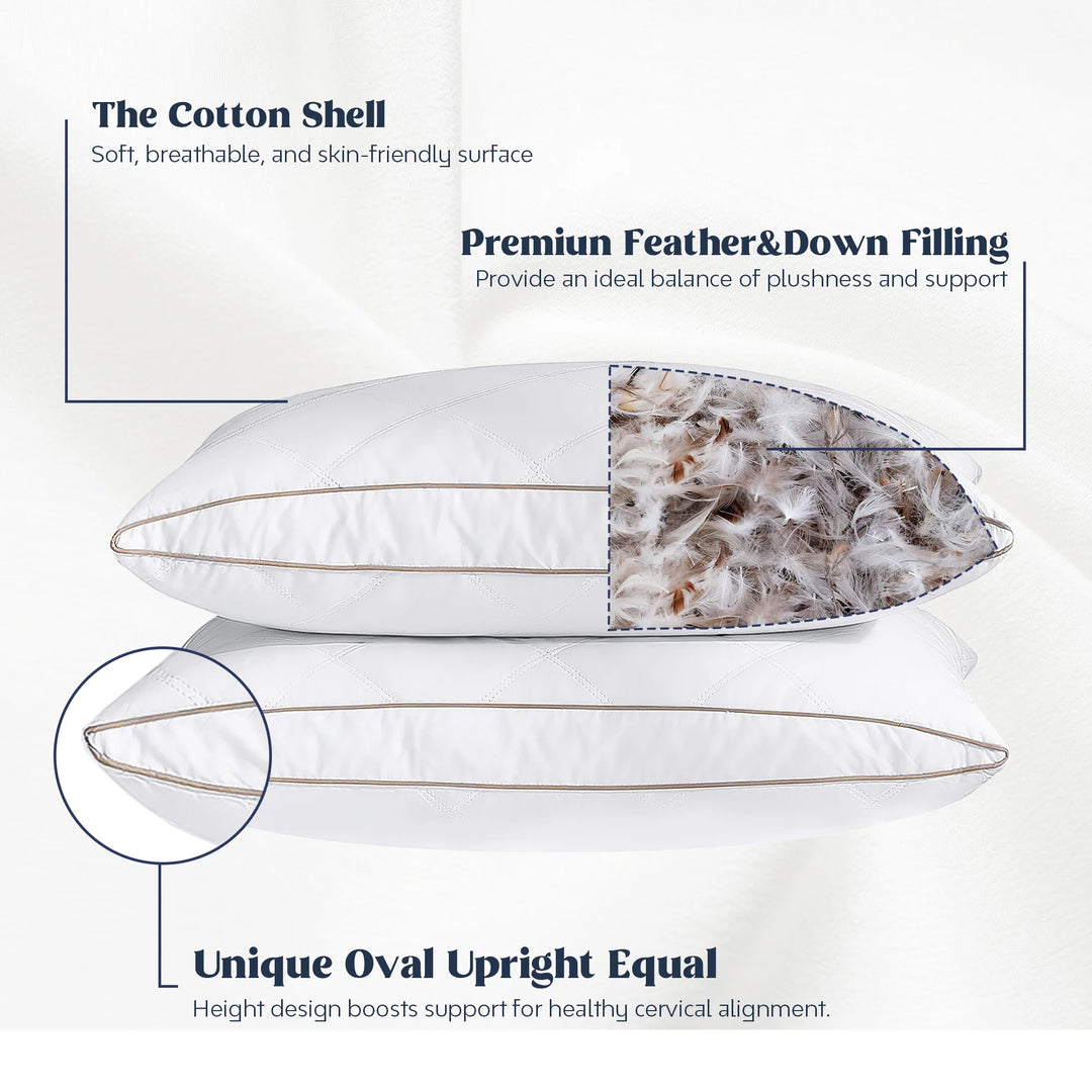 Medium-Firm 2-Inch Gusset Feather and down Pillows Set of 2