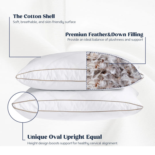 Medium-Firm 2-Inch Gusset Feather and down Pillows Set of 2