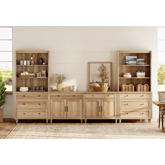 Entertainment Center with Bookshelves for Tvs up to 75", Oak