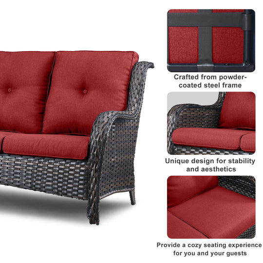 4-Piece Outdoor Sofa Patio Chair with Coffee Table