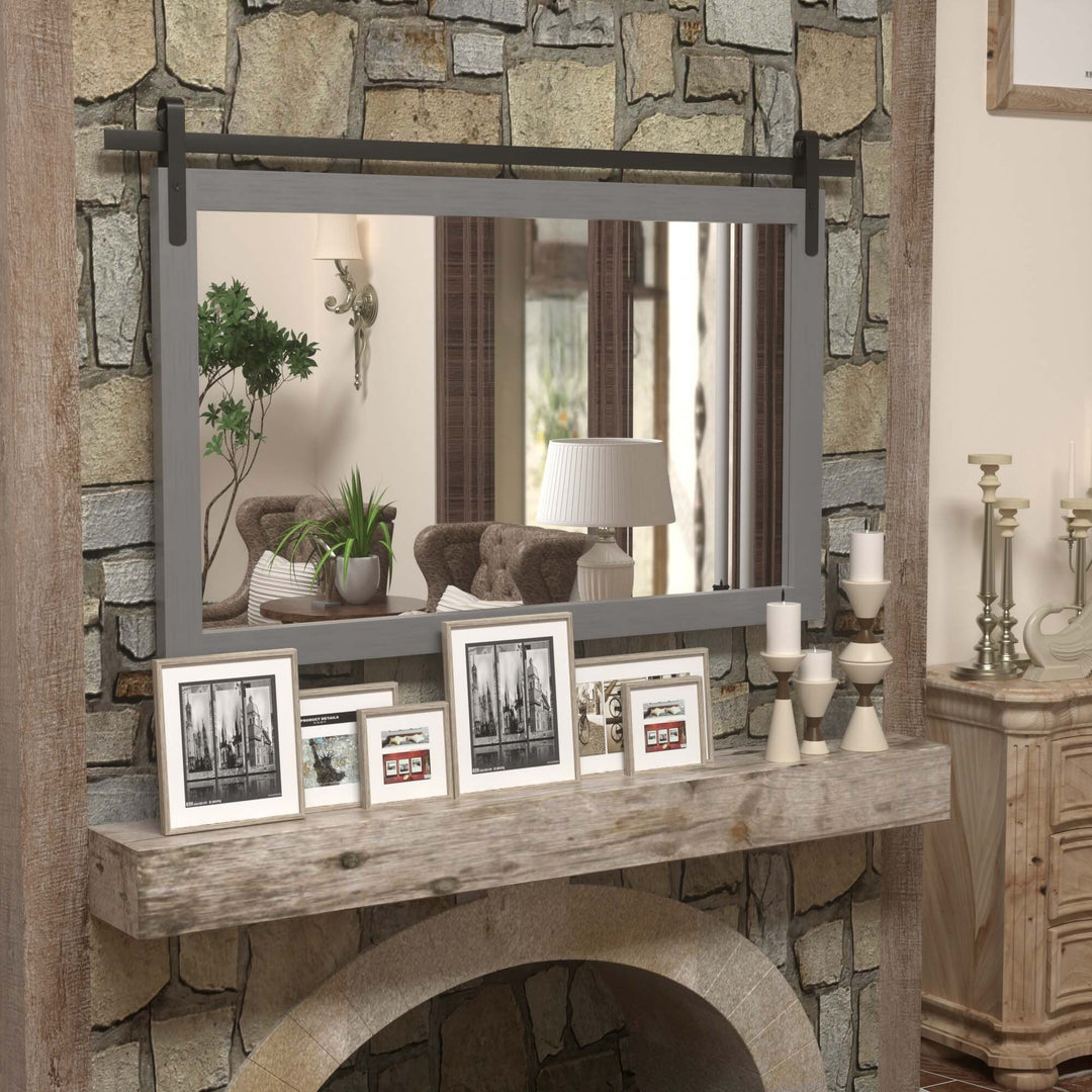 Farmhouse Barn Door Solid Wood Frame Bathroom Vanity Wall Mirror
