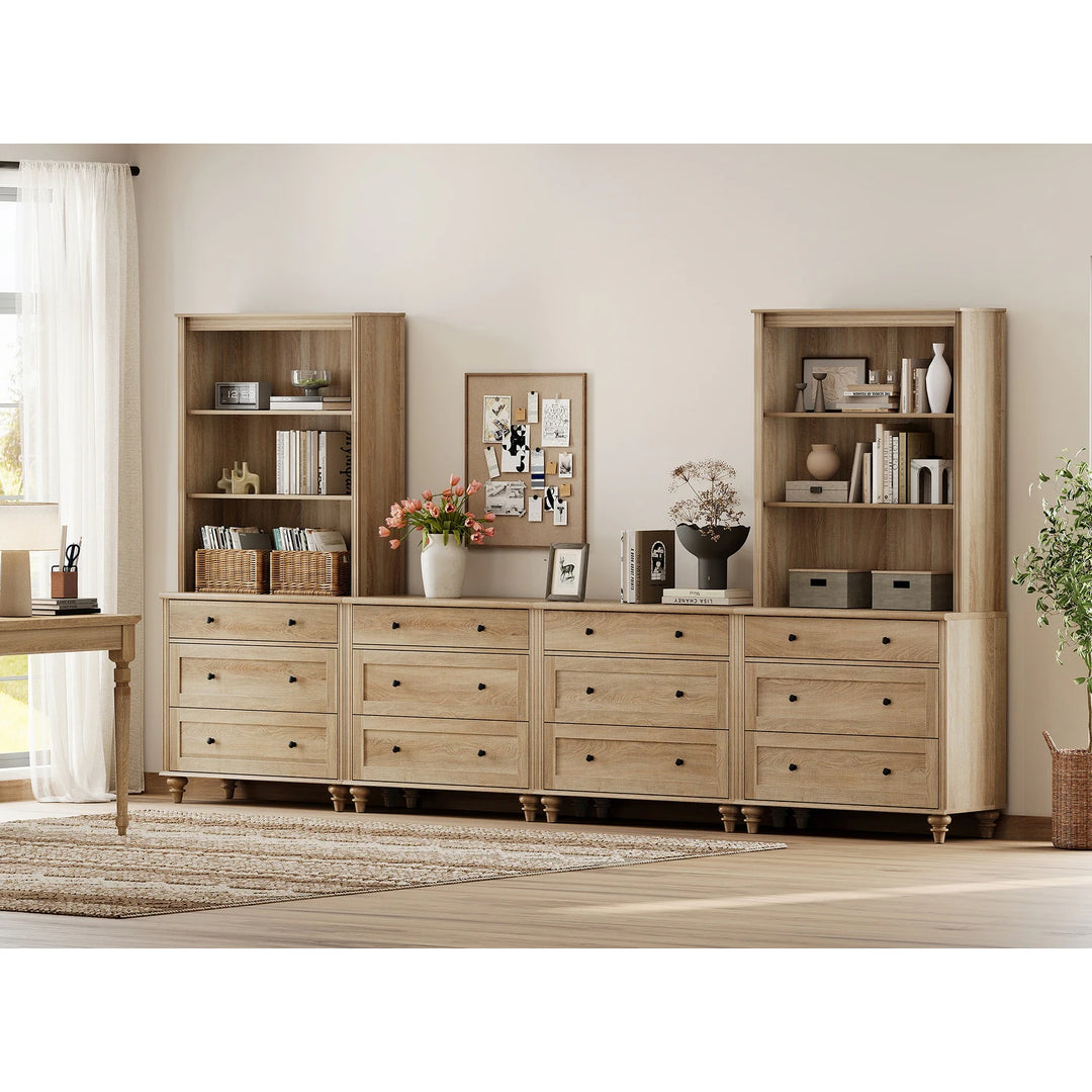 Entertainment Center with Bookshelves for Tvs up to 75", Oak