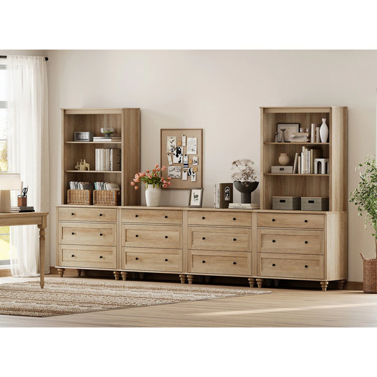 Entertainment Center with Bookshelves for Tvs up to 75", Oak
