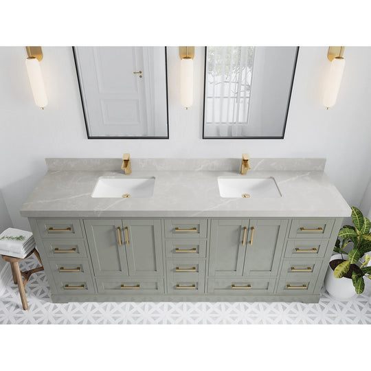 Willow Collection 84 in W X 22 in D X 36 in H Boston Double Bowl Sink Bathroom Vanity with Countertop