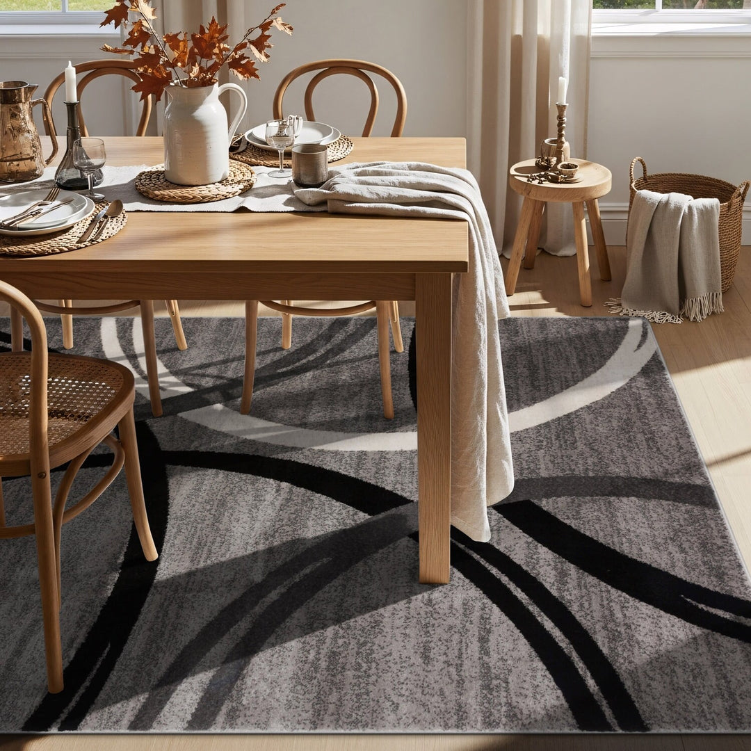 Contemporary Abstract Circles Design Area Rug