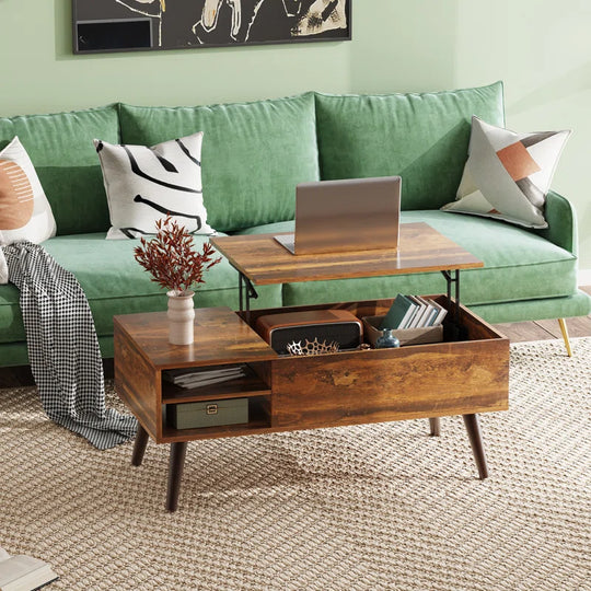 Aravis Lift Top Coffee Table with Storage for Living Room,With Adjustable Shelf, Wood