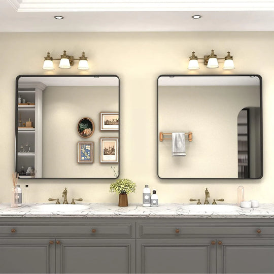 Aluminum Alloy Framed French Cleat Mounted Tempered Glass Wall Vanity Mirror