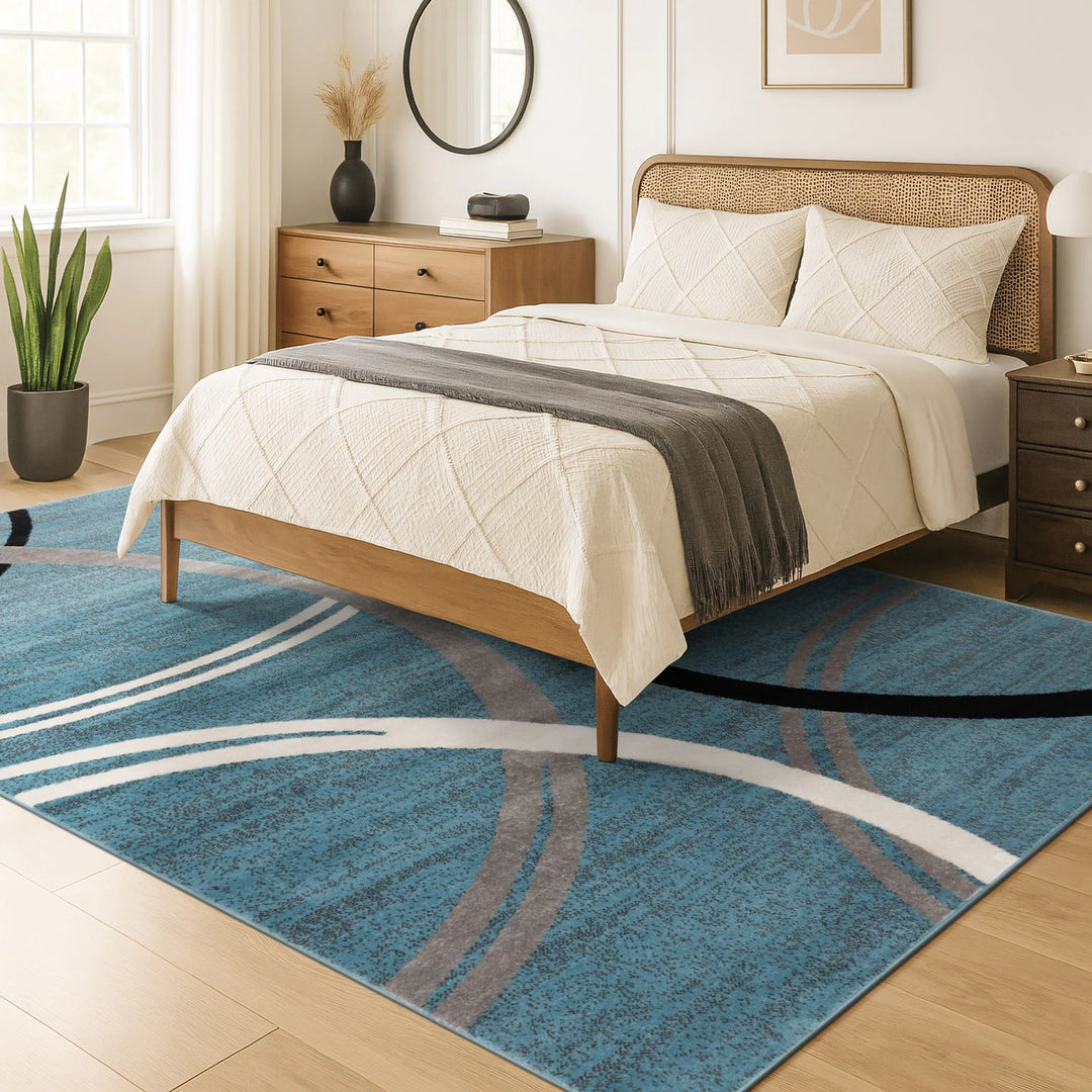 Contemporary Abstract Circles Design Area Rug