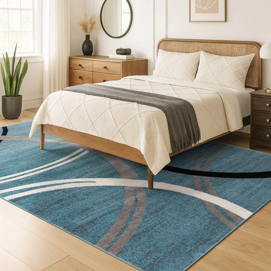 Contemporary Abstract Circles Design Area Rug