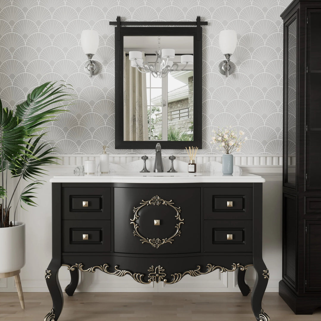 Farmhouse Barn Door Solid Wood Frame Bathroom Vanity Wall Mirror