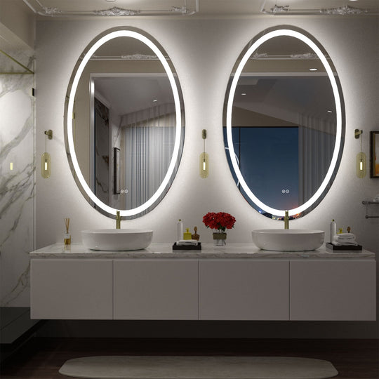 Super Bright Oval LED Lighted Anti-Fog Tempered Glass Bathroom Vanity Mirror with ETL and 3-Year Warranty