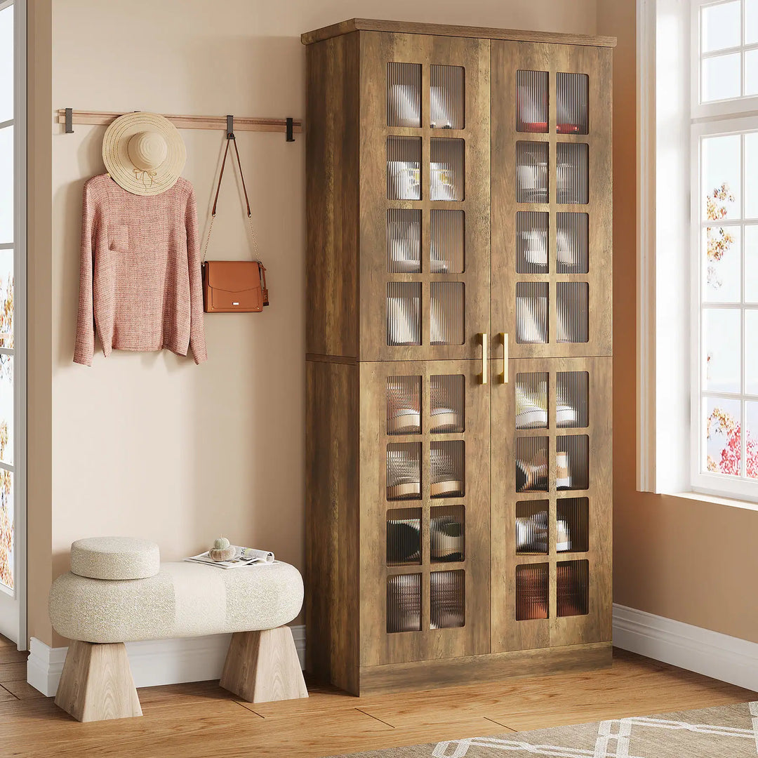 8-Tier Modern Shoe Storage Cabinet with Doors and Adjustable Shelves