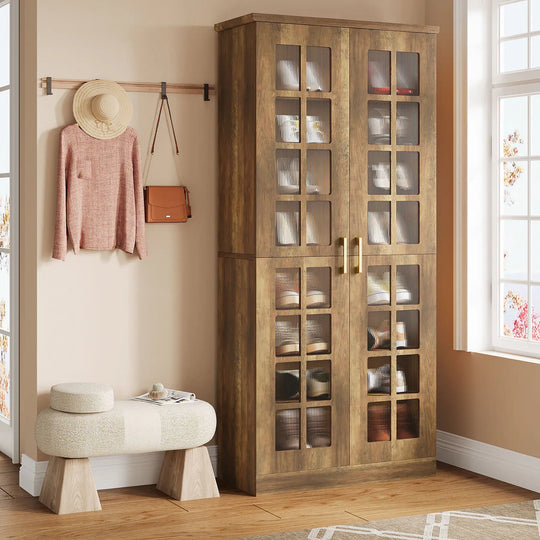 8-Tier Modern Shoe Storage Cabinet with Doors and Adjustable Shelves