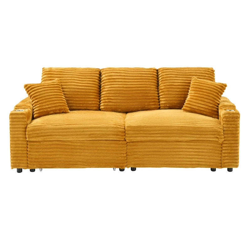 80" Cordylona Sofa, Cup Holder, Ottoman Storage