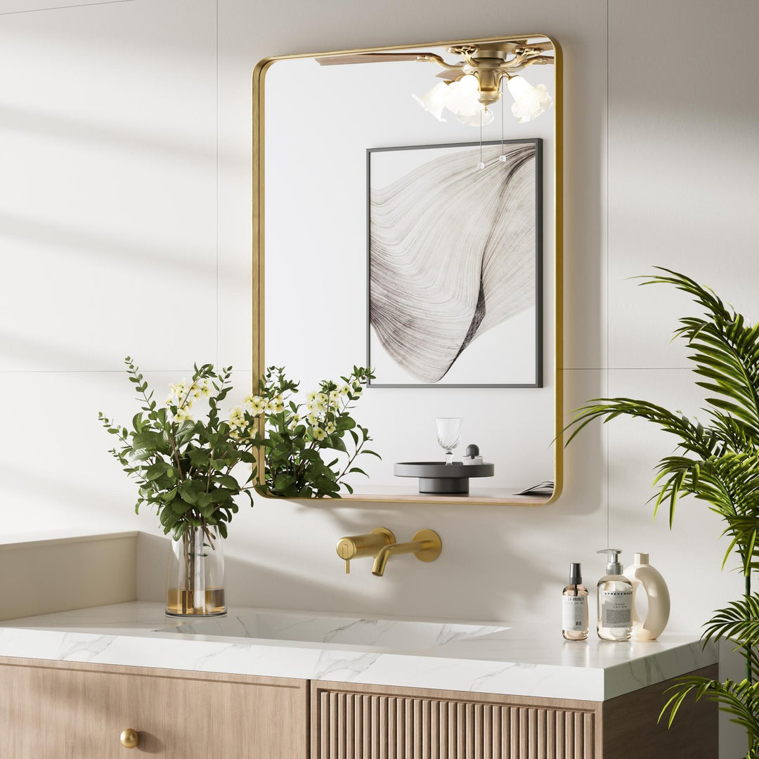 Modern Rounded Rectangle Metal Frame Wall Mirror