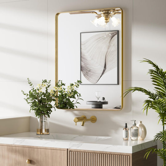 Modern Rounded Rectangle Metal Frame Wall Mirror
