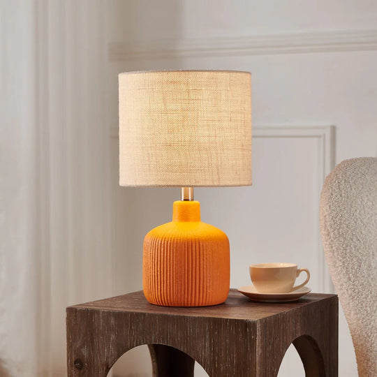 Fluted Ceramic Table Lamp (H18.25" X W10" X D10")