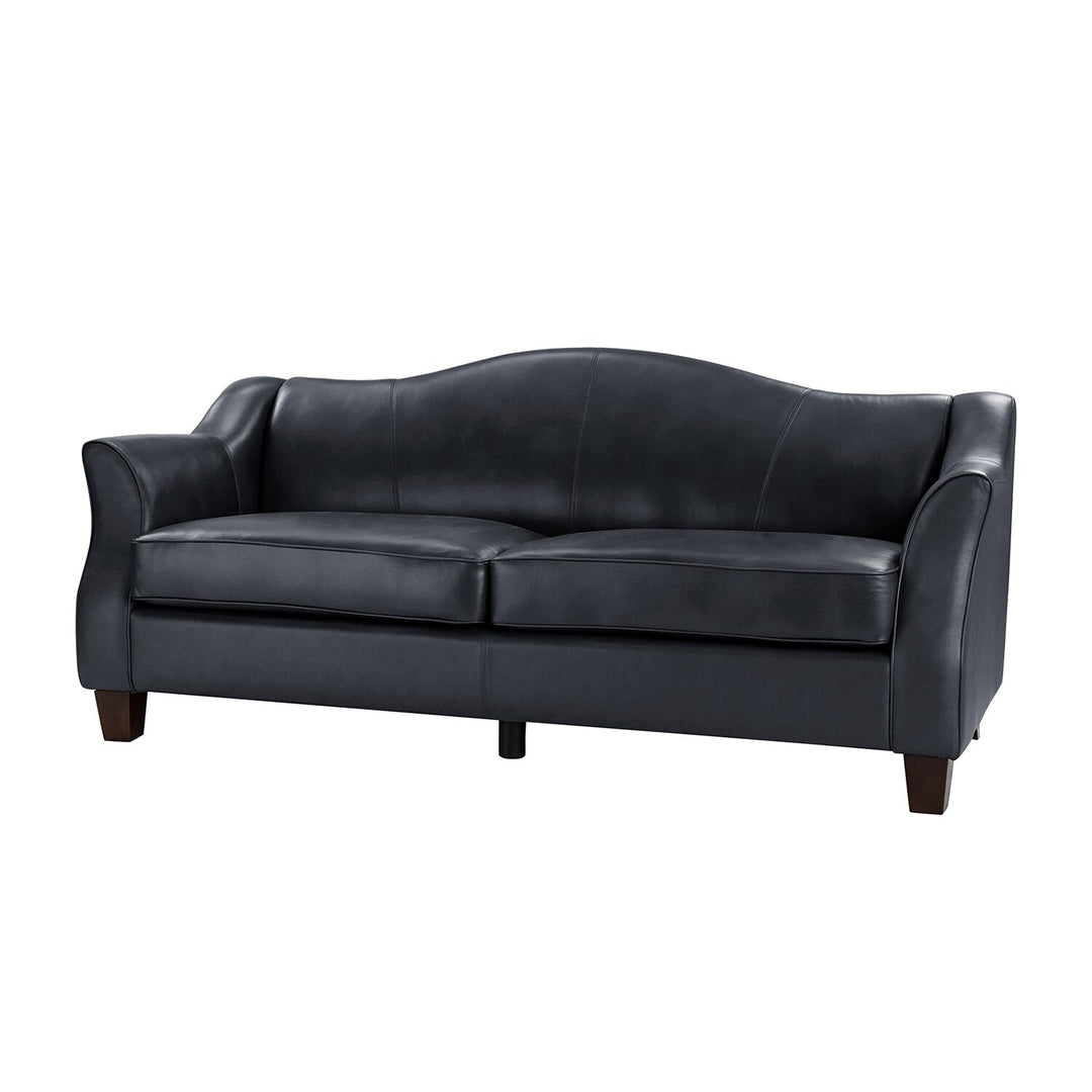 Sandra 81.5" Classic Genuine Leather Sofa with Solid Wood Legs by