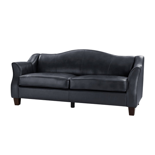 Sandra 81.5" Classic Genuine Leather Sofa with Solid Wood Legs by