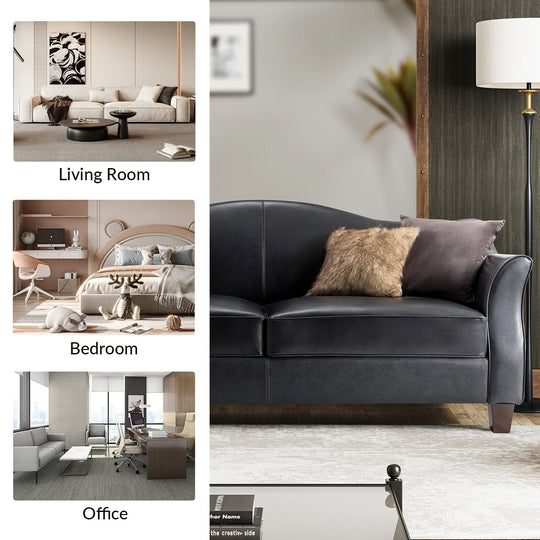 Sandra 81.5" Classic Genuine Leather Sofa with Solid Wood Legs by
