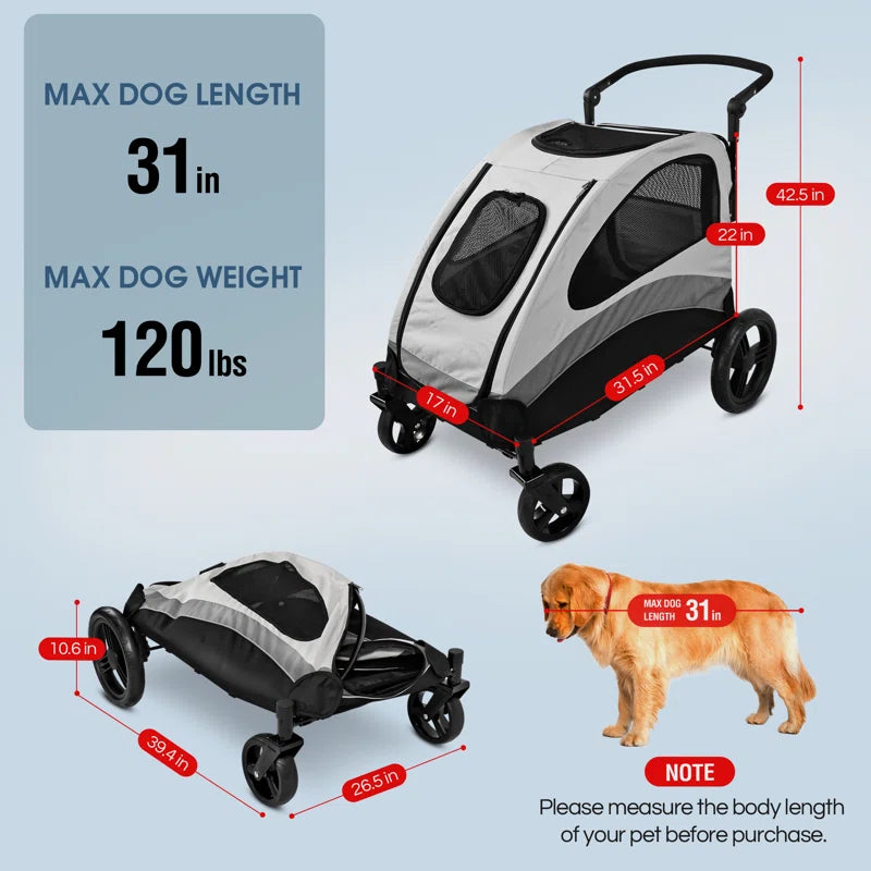 Dog Stroller for Medium and Large Dogs Folding Pet Cat Stroller
