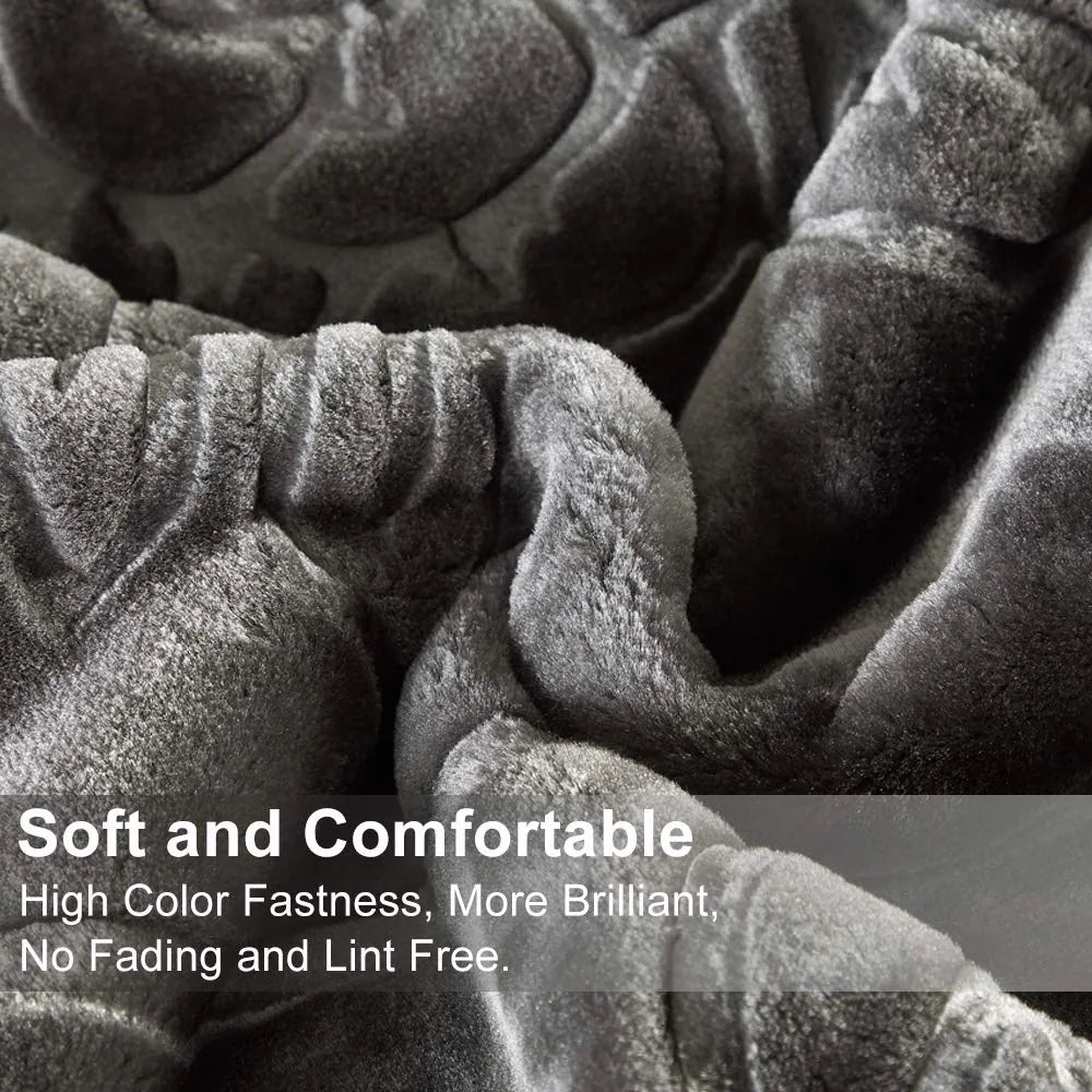 Embossed Floral Bed Blanket 85"X95" - 9Lbs