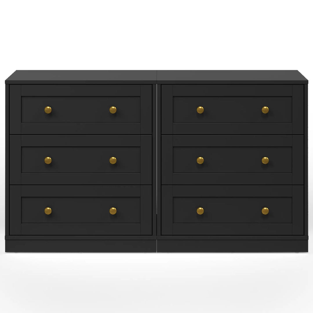 Set of 2 Modern Nightstands with 3 Drawers